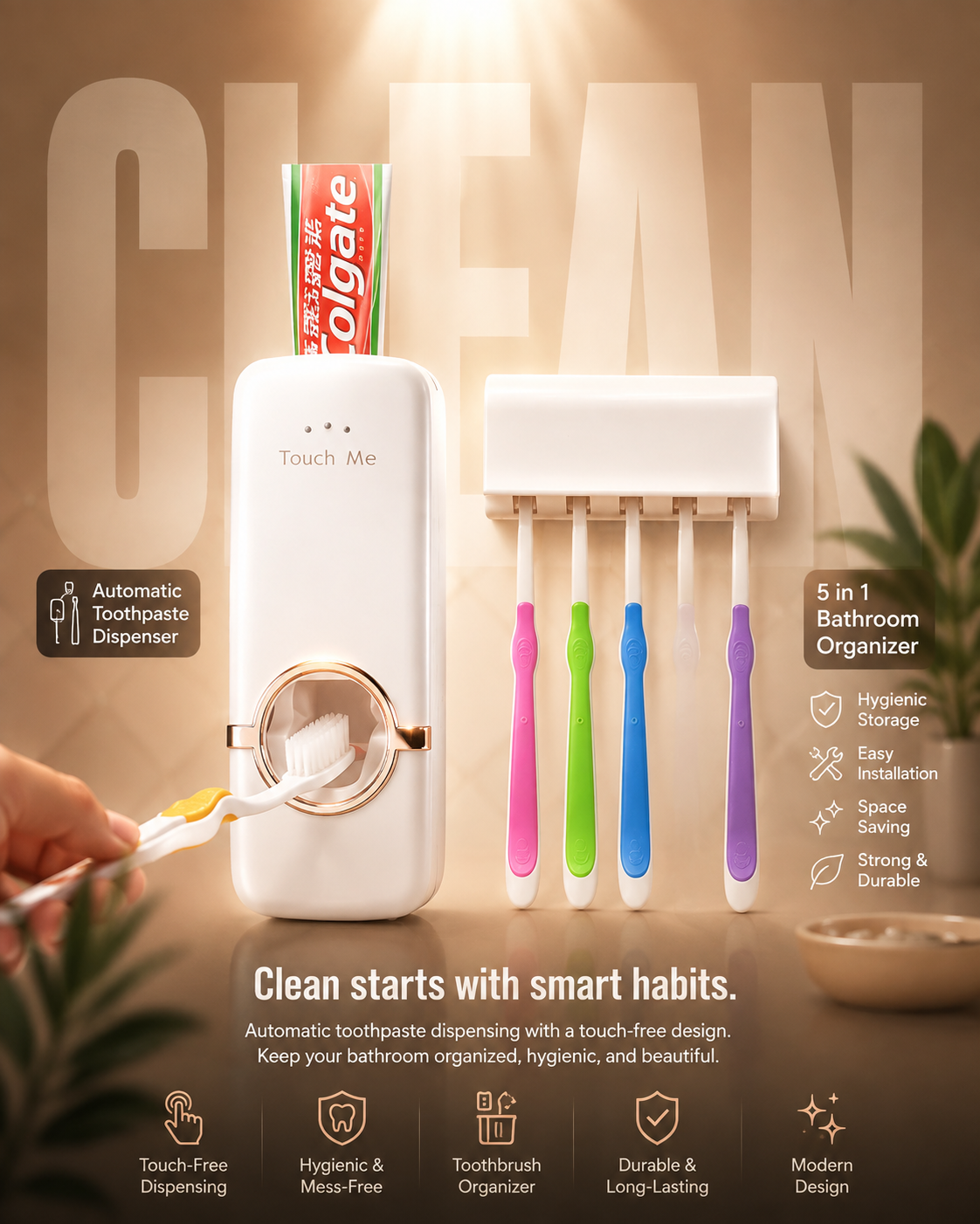 Smart 5-in-1 Toothpaste Dispenser